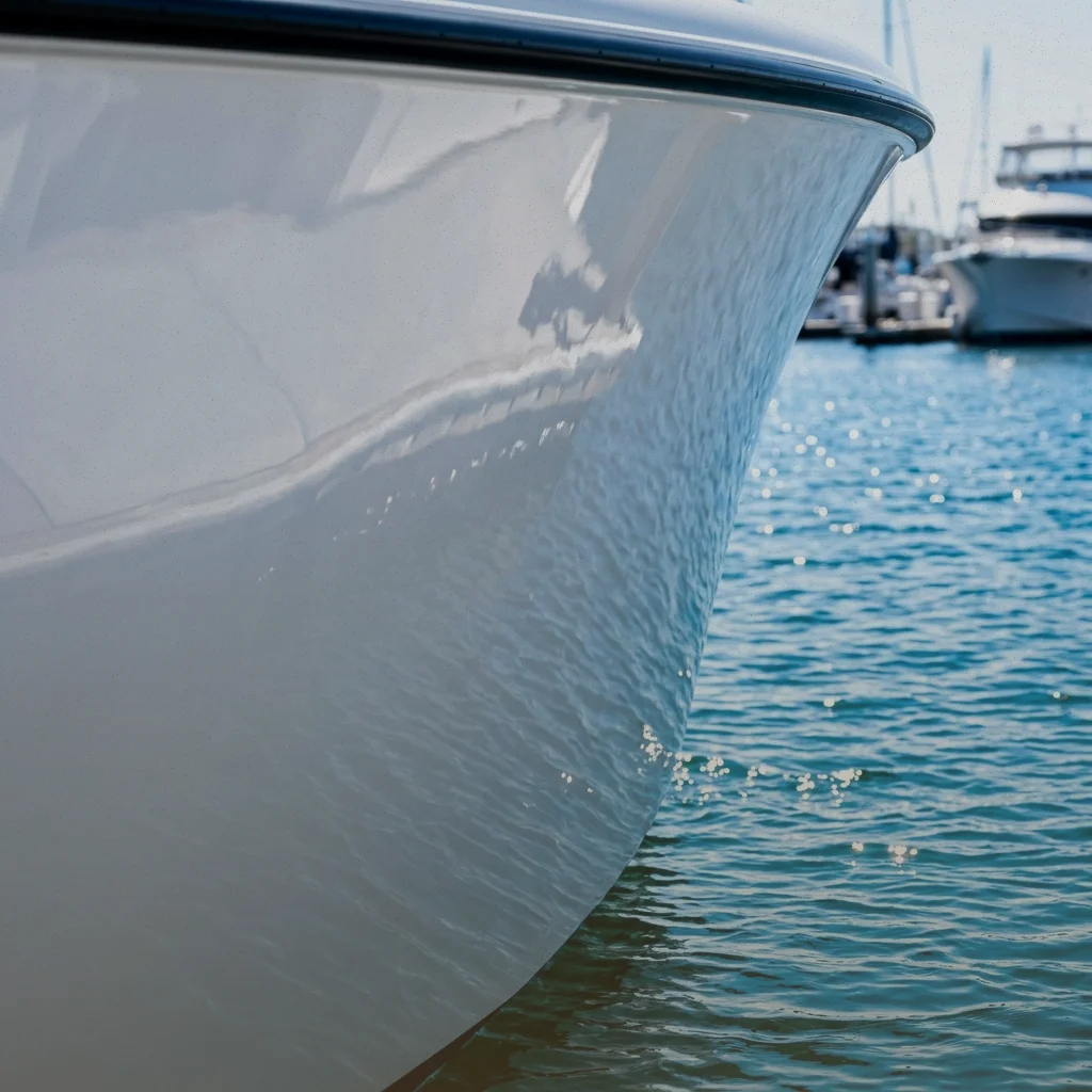 Oxidized stained boat hull gelcoat